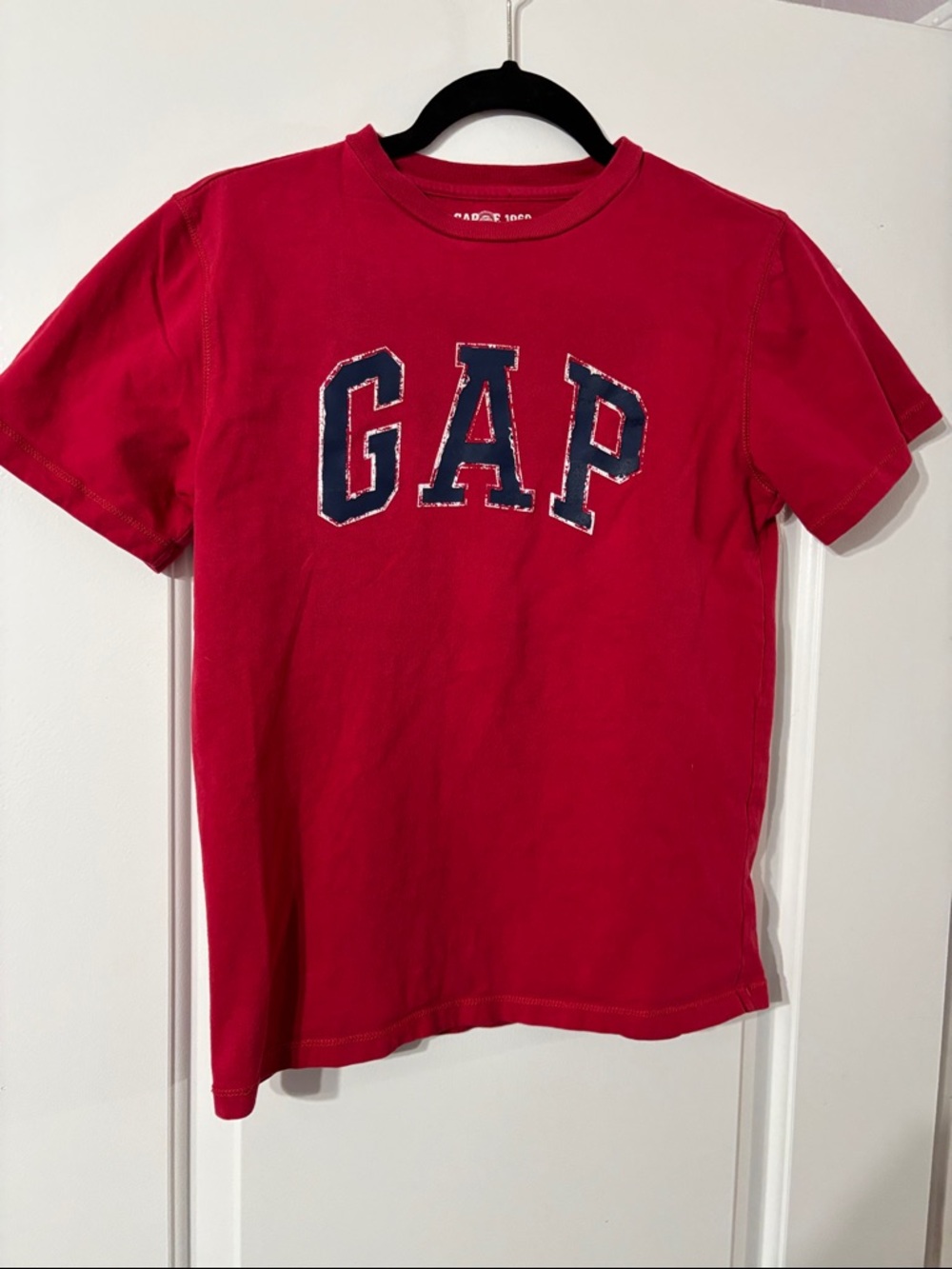 GAP Red Short Sleeve Tee with Navy Appliqué Logo